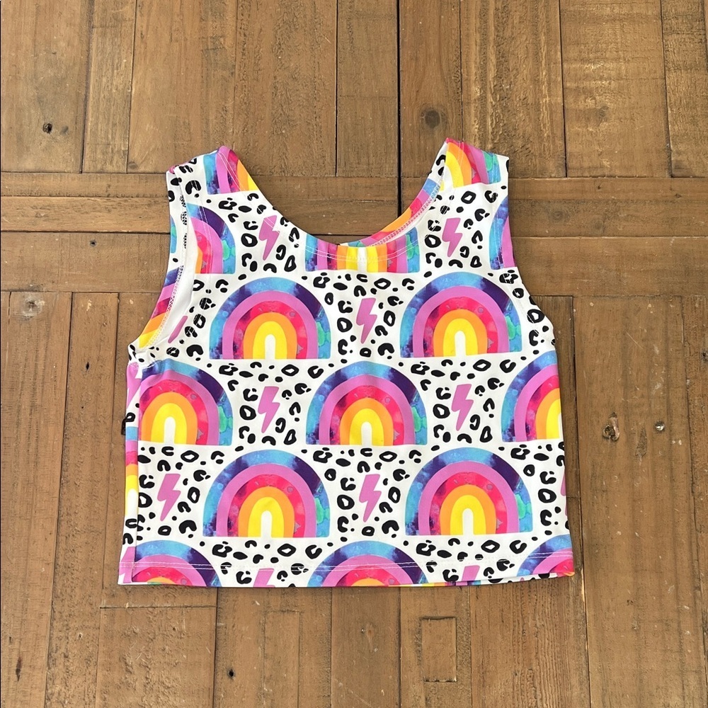 Lola + The Boys Multicolor rainbow Crop Top tank top girls 12 nwot